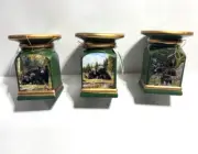 Set of 3 Natures Encounters 5.5" Bear Candle Holder Green Double Sided
