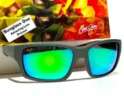 NEW Maui Jim MANGROVES Dark Grey & Grey POLARIZED Green GLASS Sunglass GM604-14