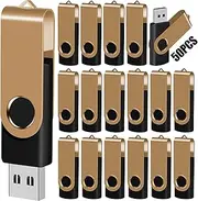 [EASTBULL] 16GB USB Flash Drive Bulk Thumb Drives 50 Pack with Lanyards USB 2.0 Jump Drive 16 GB Memory Sticks Zip Drive Pen Drive for Storage and Backup Gold 50PCS 16GB