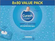 Curash Simply Water Baby Wipes 8 x 80 Value Pack