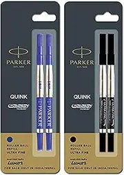Parker Ultra Fine Navigator Roller Pen Combo Refills Blue 2 Black 2 (Pack of 2)