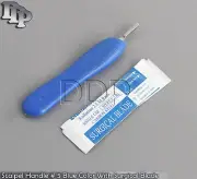 Scalpel Handle # 5 with Blue Color 10 Surgical Blade # 15 Dental Instruments