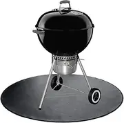 Round Ember Mat for Under Grill Fire Pit, Fire Pits Mat for Deck, Flame Retardant Heat Resistant BBQ Gas Grill Air Fryer Protective Mat for Patio Lawn Ground Outdoor Campsite Firepfoof Pad Black (36")