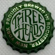 USA Plastic Lined Beer Crown Bottle Cap: Three Heads Brewing (shiny)
