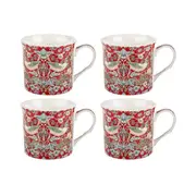 Heritage Nostalgic Strawberry Thief Mugs Red 270ml (Set of 4)