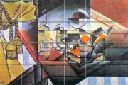 Juan Gris Wine Clock Art Mural Ceramic Backsplash Tile #1026