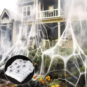900Sqft SpiderWebs Halloween Decorations with 40 Fake Spiders for Party Decor