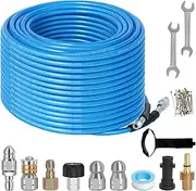 Pipe Cleaning Hose 30 m, Pipe Cleaning Kit for Karcher K2-K7, Bosch Pressure Washer - 5800 PSI Waterjet Drain Cleaner Hose (Blue)