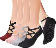 [Cooque] Yoga Socks Non Skid with Grips Barre Pilates Socks for Women Girls