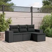 Garden Sofa Set with Cushions Modular Sofa Couch Black Poly Rattan vidaXL