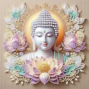 Buddhism Diamond Art Kits for Adults, Lotus Buddha Special Shape Diamond Painting Kits for Beginners, DIY 5D Crystal Diamond Dots Gem Art Craft for Home Decor 11.8x11.8 Inch