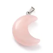 Rose Quartz Crescent Moon Design Pendant Necklace - Love, Compassion and Self Esteem - Valentines Day Gift Idea