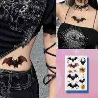 在飛比找蝦皮購物優惠-黑色蝙蝠圖案紋身可愛女孩手臂腰部紋身防水紋身貼紙持續7天臨時