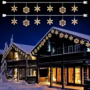 Snowflake Christmas String Lights - 2 Pack 6 Drops 8.8 Ft. 100 Mini Bulb Snowfla