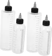 OATIPHO 4pcs Transparent Applicator Bottles with Measurement Marks Multi Functional Hair Dye and Beauty Product Squeeze Bottles for Kitchen Sauces and Condiments