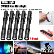5PACK Mini 500 Lumens LED Flashlight Penlight Pen Torch Lamp Clip Light Portable