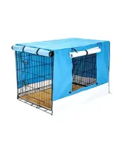 [Paw Mate] Wire Dog Crate 42in With Tray+ Cushion Mat And Cover in Blue