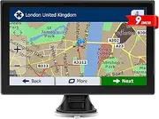 Sat Nav, 9 inch Touchscreen GPS Navigation for Car, Truck, With 2025 UK Europe Map, Lifetime Free Updates, Real Voice Turn Direction Guidance, Speed Camera Alert