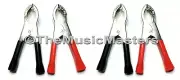 TWO Pair Red Black 3" Car Boat Battery Cable Power Wire Spring Clip Clamps 30A