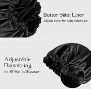 Double layer Satin adjustable sleeping elastic tie Silk band hat showercap women