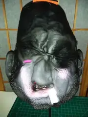 NWT HALLOWEEN Stubbly Bearded Man MASK Cigarette Stub Eye Patch Stretch Strap
