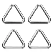 4 Pcs Triangle Spring Key Ring 1.6 Inch Metal Buckle, Silver