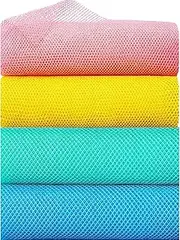Net Scrubber Nylon Mesh Bath Sponge - 4Pcs Exfoliating Shower Body Scrubber With Long Towel