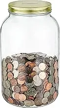 Large Coin Bank Jar with Slotted Gold Lid Holds over $2,900 in Coins- Mason Money Jar Used for Piggy Bank and Raffle Ticket Drawing - Glass Money Jar Made in USA - Gallon