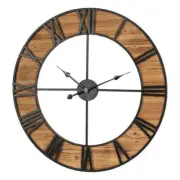 Glitzhome Analog Wall Clock 29.92"W Farmhouse Wooden+Metal Electronic Multicolor