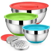 Mixing Bowls with Lids Set Stainless Steel Mixing Nesting Bowl with Colorful ...