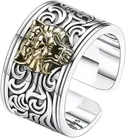 [Generic] Personalized Tiger Head Men's Ring S925 Sterling Silver, Wide Adjustable Men's Ring with Sterling Silver Opening