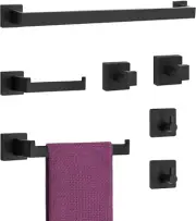 Bathroom Hardware Accessories Set, Black Towel Rack Set for Bathroom, Bath Towel