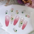 10pcs Nail Tulip Charm Removable Diy Floral Design Jewelry Nail Art Decor
