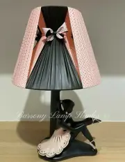 PLASTIC RIBBON "LARGE" PINK POLKA DOT & BLACK LAMPSHADE BARSONY LADY LAMP