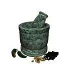 Set Of Indian Green Marble Mortar And Pestle Perfect For Crush Grind Mash Her...