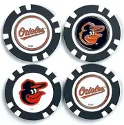 MLB Baltimore Orioles Golf Poker Chips w/ Removable Magnetic Ball Marker (4pk)