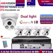 Hikvision Compatible 8MP Dual Light 4K IP Camera+DS-7604NXI-K1/4P NVR System lot
