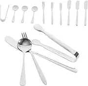 LABRIMP 14pc Mini Serving Utensil Set Cheese Slicer Butter Knife Forks Spoons Charcuterie Knife Set for Party Dinner