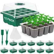 12-Packs Seed Starter Tray Seed Starter Kit (144 Cells Total Tray), with Humi...