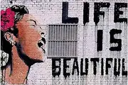 Banksy(Life Beautiful-1) Famous Oil Paintings Reproduction Giclee Canvas Prints on Canvas Artwork Pictures on Canvas Wall Art for Home Office Decorations(70x100cm_28x39in,Unframed)