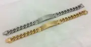 14k Gold Silver Stainless Steel ID Bracelet Cuban Curb Link Chain 12mm + Box