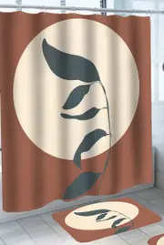 Modest Mid Century Art Leaves Branch Shower Curtain