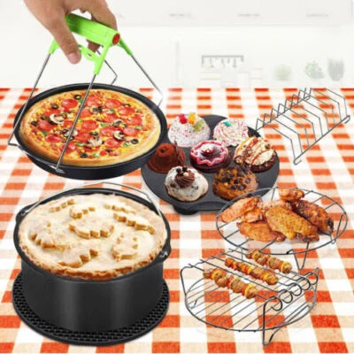 8 inch Air Fryer Frying Cage Dish Baking Pan Rack Pizza Tray Pot Accessories AU