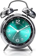 Super Loud Alarm Clock for Heavy Sleepers,4 inches Twin Bell Alarm Clock with Backlight,Battery Operated,Silent Non Ticking,for Kids,Adults,Bedrooms,Retro Decor Desk Analog Clocks. (Green)