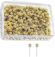 200Pcs Round Plastic Head Push Pins Head Push Pins Map Tacks Drawing Pins Map Pins for Pin Board Thumb Tacks (Golden)