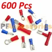 600 Pcs Assorted Wire Terminal Kit Spade Butt Ring Electrical Wire Connectors