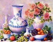 Paint by Numbers Painting by Numbers Paint by Number Fruits and Flowers on Canvas Oil Handpainted Drawing by Numbers Wall Art Kill Time ​Hobby 40x50cm