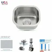 18 Gauge Stainless Steel Undermount Single Bowl Kitchen Bar Prep Sink 13"x13"x7"