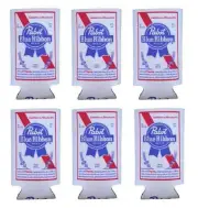 PABST BLUE RIBBON 6 PBR 16oz BEER CAN WRAP COOLERS KOOZIE COOLIE HUGIE NEW