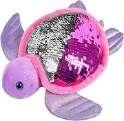 Flip Sequin Sea Turtle Plush Toy, 1PC, Soft Stuffed Sea Turtle with Color Changing Sequins, Cute Home and Nursery Animal Decorations, Calming Fidget Toy for Girls and Boys, 10.5 Inches